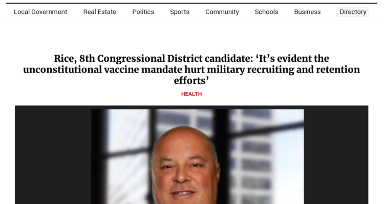 Mark Rice in the News: Military Vaccine Mandates